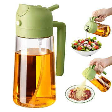 2-in-1 Oil Dispenser Spray & Pour Bottle | Premium Glass Food Grade Dispenser and Sprayer Bottle 500ML | Air Fryer Salad BBQ Roast - Uniqou™