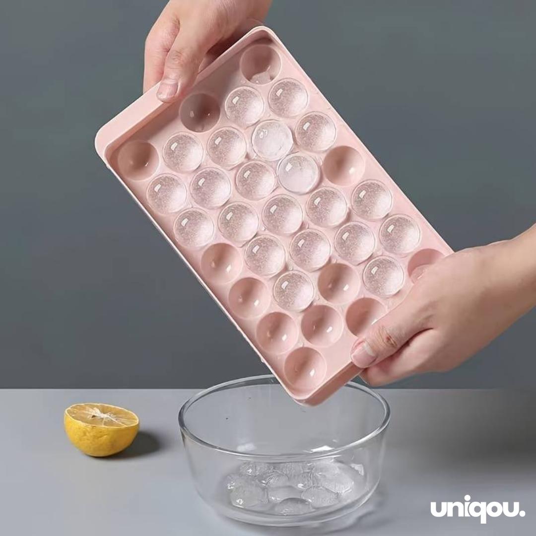 Round Ice Cube Plastic Tray with Lid | Ice Ball Maker Mold - Uniqou™