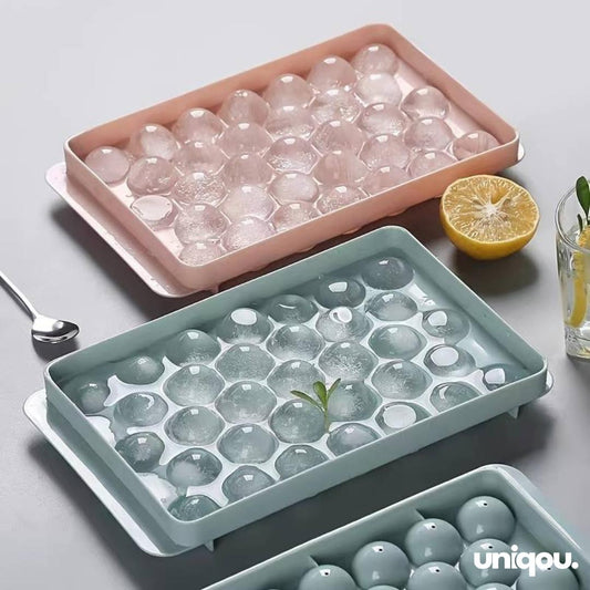 Round Ice Cube Plastic Tray with Lid | Ice Ball Maker Mold - Uniqou™