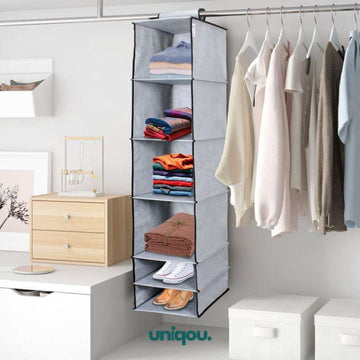 Foldable Hanging Wardrobe Organizer (6 Shelves) - Uniqou™