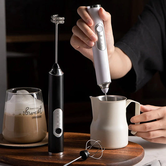 USB Rechargable Coffee Beater, Milk Frother, Egg Beater (2 Attachments) - Uniqou™